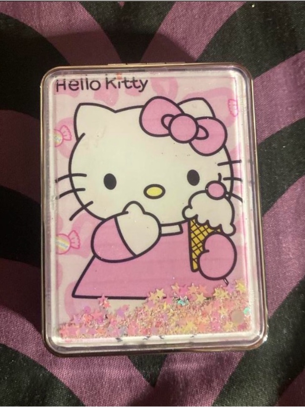 Sanrio Hello Kitty Pink Glitter Ice Cream Card Case